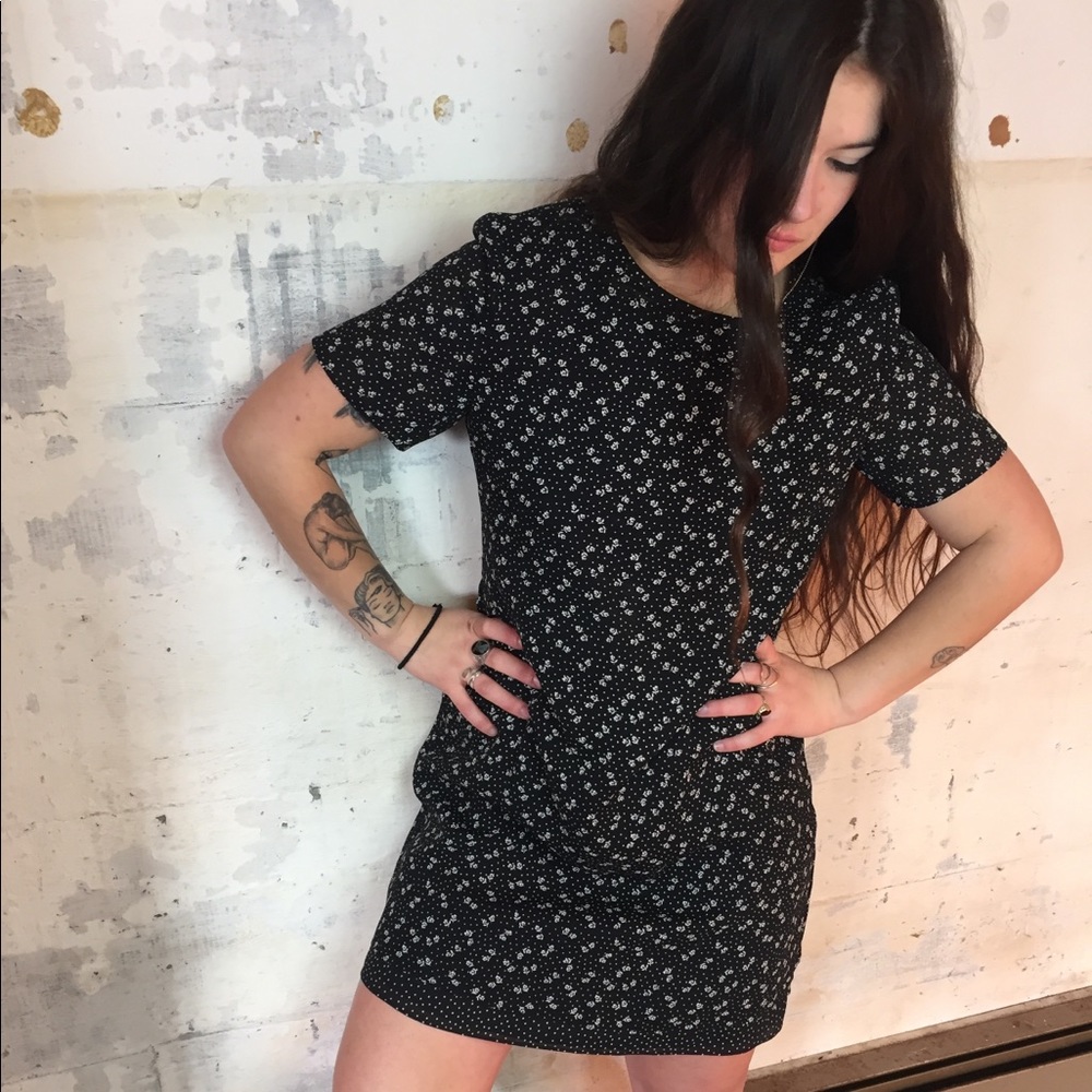 Vintage Talbots black floral dress